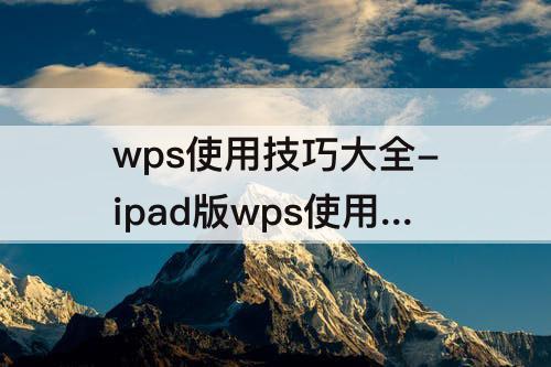 wps使用技巧大全-ipad版wps使用技巧大全PDF