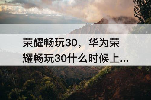 荣耀畅玩30，华为荣耀畅玩30什么时候上市的