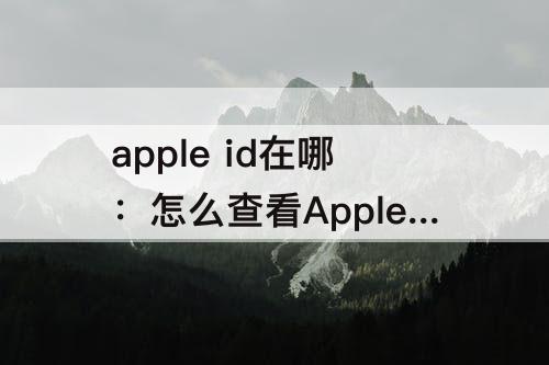 apple id在哪：怎么查看Apple ID在哪登陆