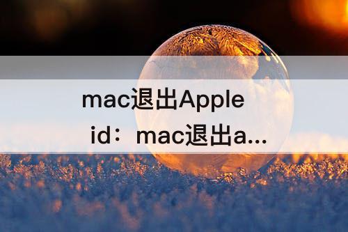 mac退出Apple id：mac退出apple id后照片还在