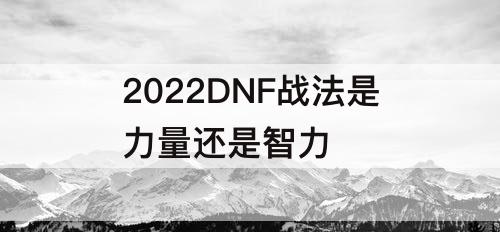 2022DNF战法是力量还是智力