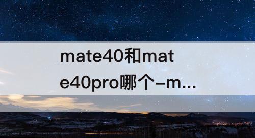 mate40和mate40pro哪个-mate40和mate40pro哪个手感好