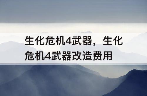 生化危机4武器，生化危机4武器改造费用