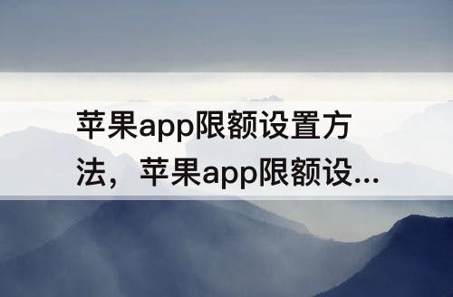 苹果app限额设置方法，苹果app限额设置方法 忽略限额